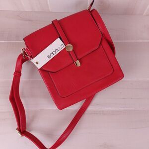 Isabelle Crossbody/Shoulder Bag Red Multi Pockets Peta Approved Vegan